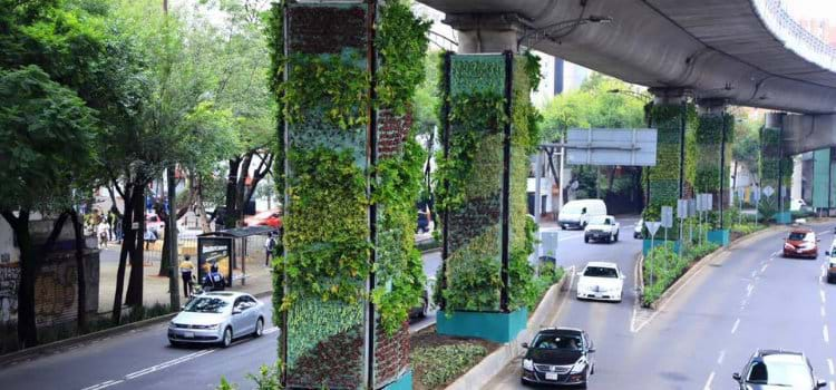 México transforma colunas de viadutos em jardins verticais